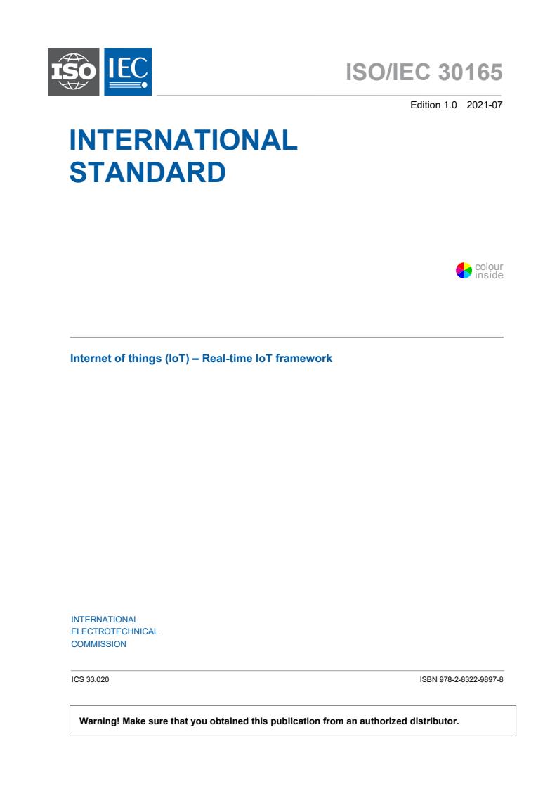 ISO/IEC 30165:2021 - Internet of things (IoT) - Real-time IoT framework