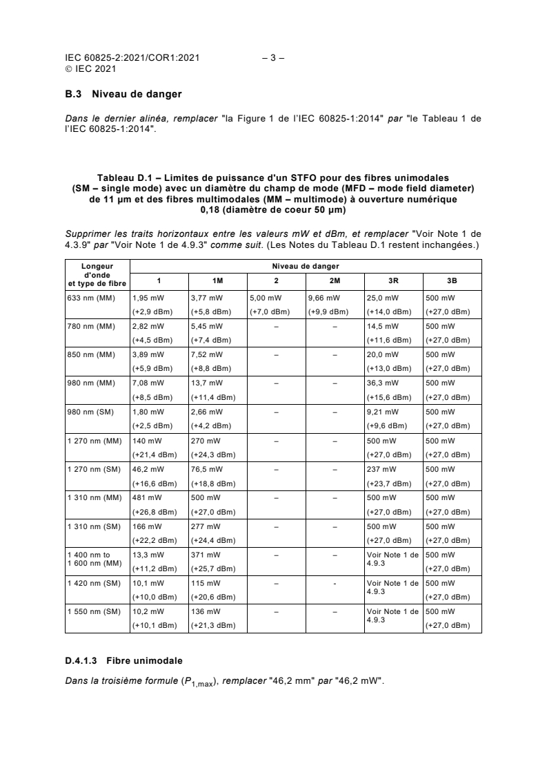 IEC 60825-2:2021/COR1:2021 - Corrigendum 1 - Safety of laser products - Part 2: Safety of optical fibre communication systems (OFCSs)
Released:6/23/2021