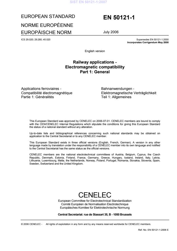 EN 50121-1:2007