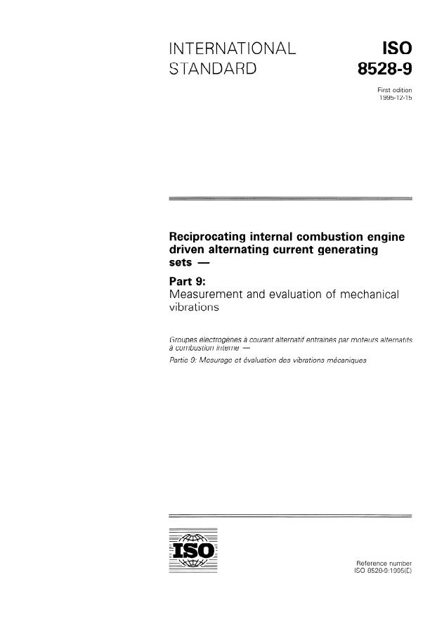 ISO 8528-9:1995 - Reciprocating internal combustion engine driven alternating current generating sets