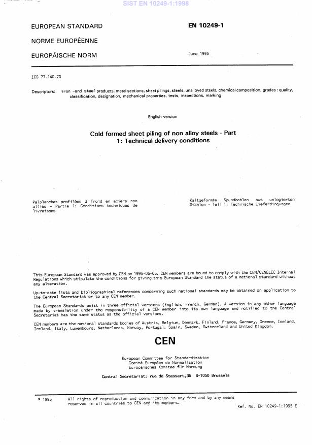 EN 10249-1:1998