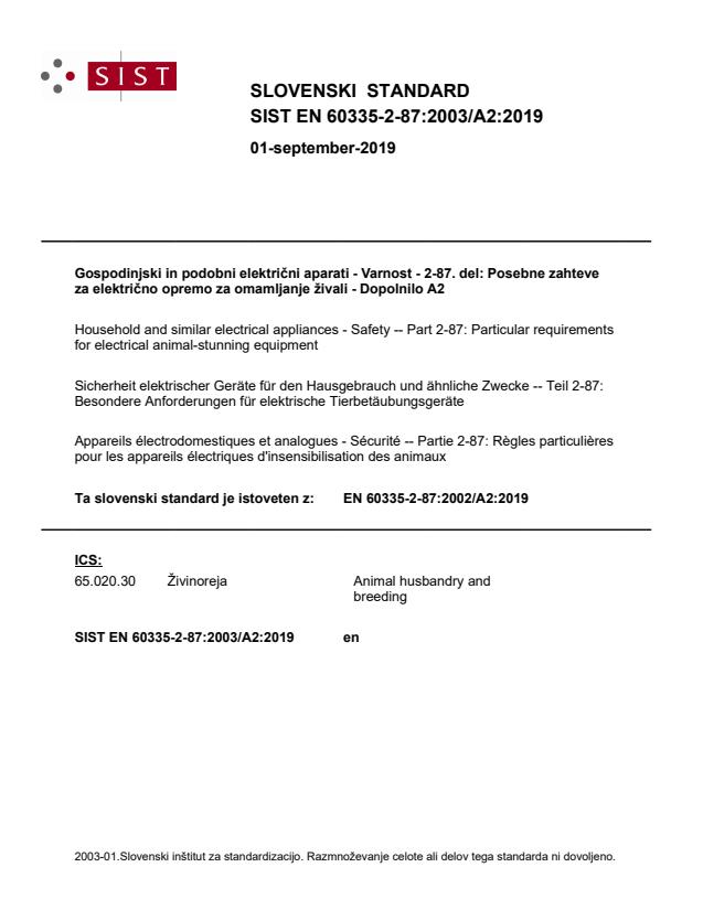 EN 60335-2-87:2003/A2:2019 - BARVE