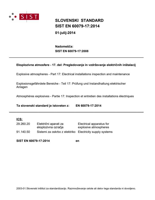 EN 60079-17:2014