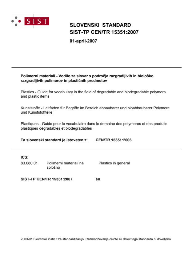 TP CEN/TR 15351:2007