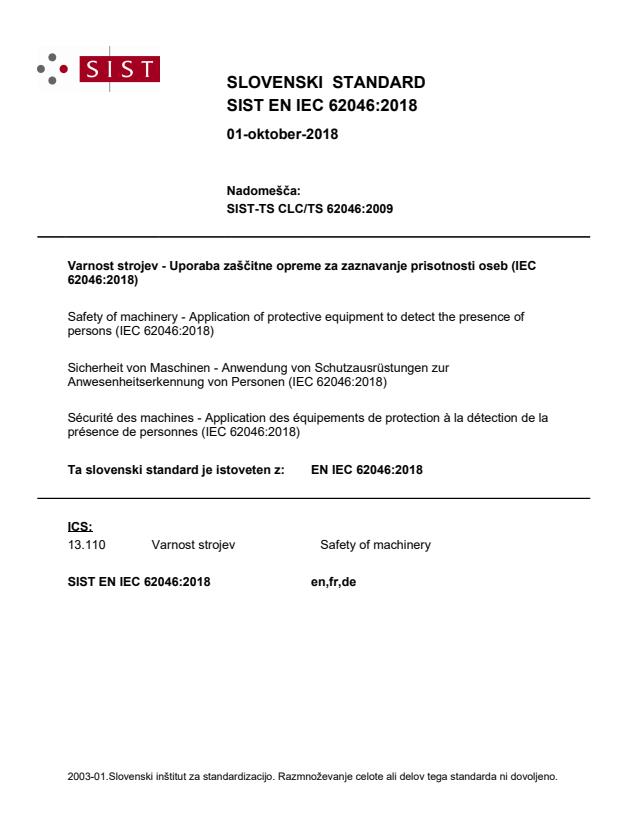 EN IEC 62046:2018 - BARVE