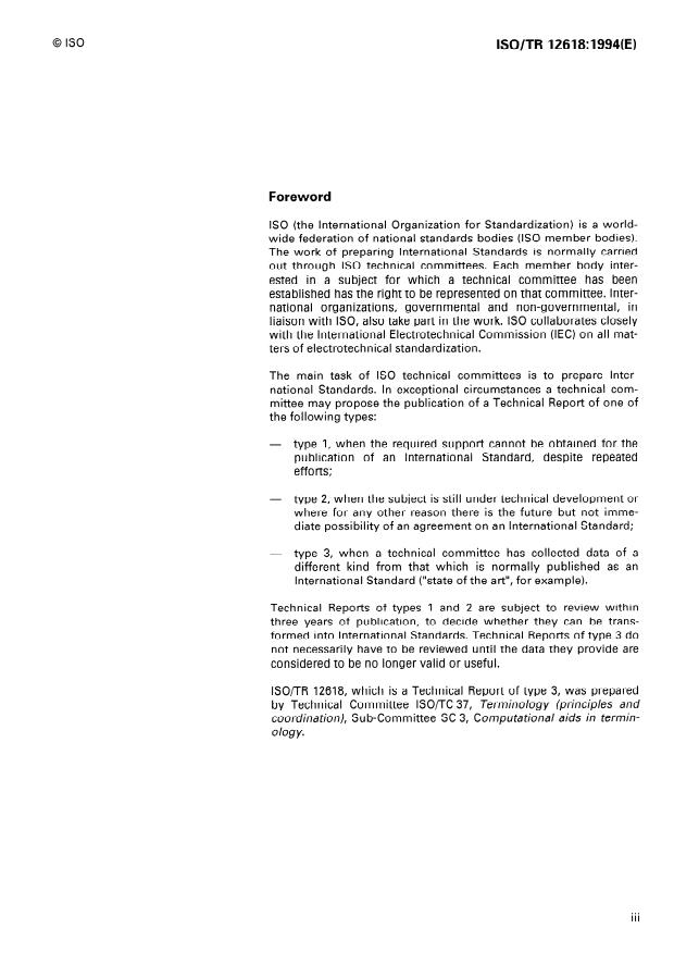 ISO/TR 12618:1994 - Computational aids in terminology -- Creation and use of terminological databases and text corpora