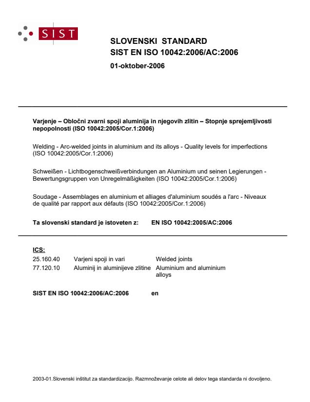 EN ISO 10042:2006/AC:2006