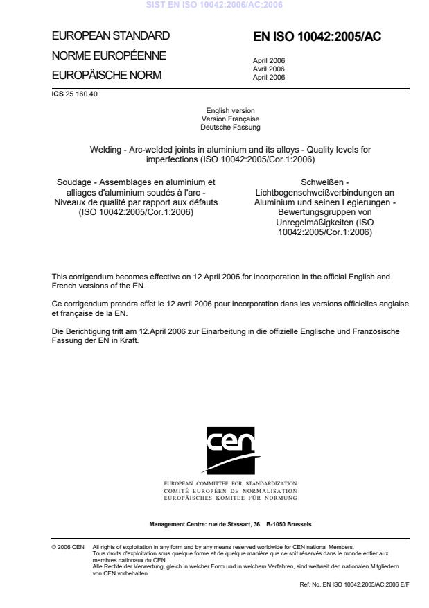 EN ISO 10042:2006/AC:2006