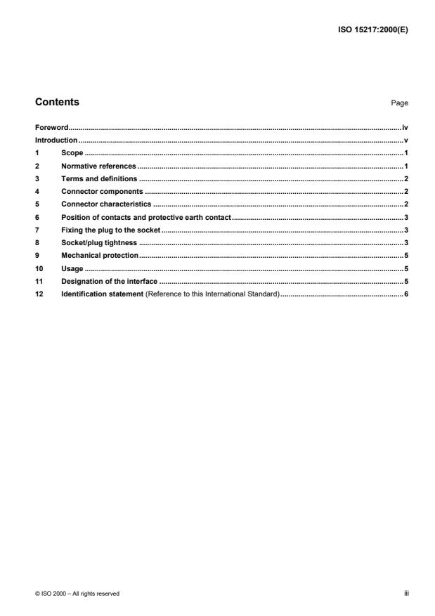 ISO 15217:2000 - Fluid power systems and components -- 16 mm square electrical connector with earth contact -- Characteristics and requirements