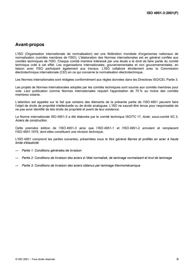 ISO 4951-3:2001 - Barres et profilés en acier a haute limite d'élasticité