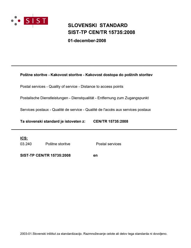 TP CEN/TR 15735:2008