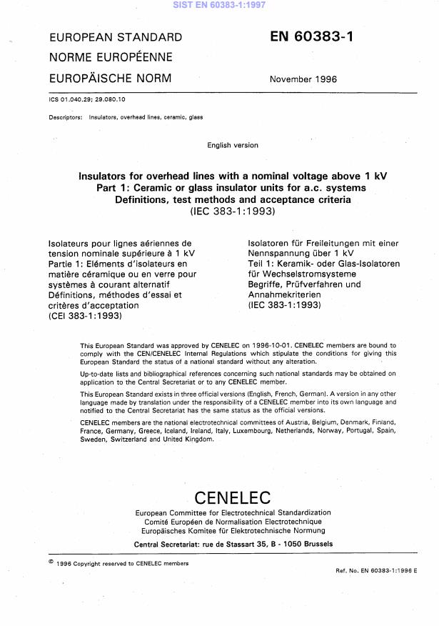 EN 60383-1:1997