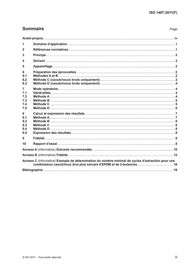 ISO 1407:2011 - Caoutchouc -- Détermination de l'extrait par les solvants