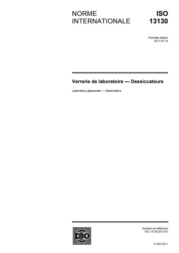 ISO 13130:2011 - Verrerie de laboratoire -- Dessiccateurs