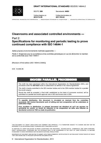 ISO 14644-2:2015 - Cleanrooms and associated controlled environments