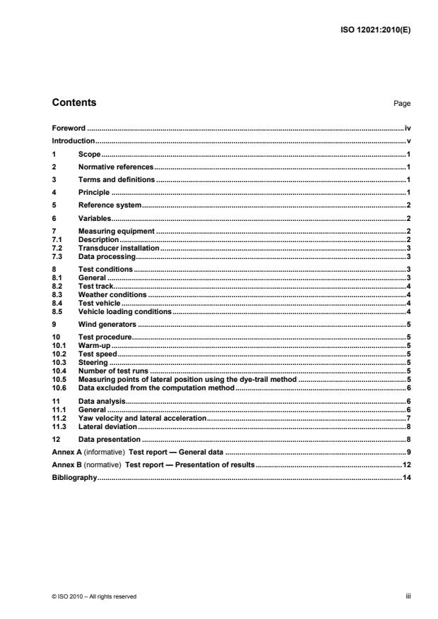 ISO 12021:2010 - Road vehicles -- Sensitivity to lateral wind -- Open-loop test method using wind generator input