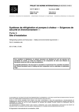 ISO 5149-3:2014 - Systemes frigorifiques et pompes a chaleur -- Exigences de sécurité et d'environnement