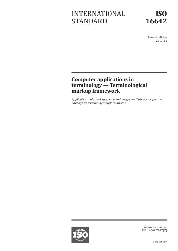 ISO 16642:2017 - Computer applications in terminology -- Terminological markup framework