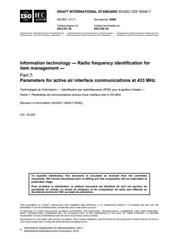 ISO/IEC 18000-7:2014 - Information technology -- Radio frequency identification for item management