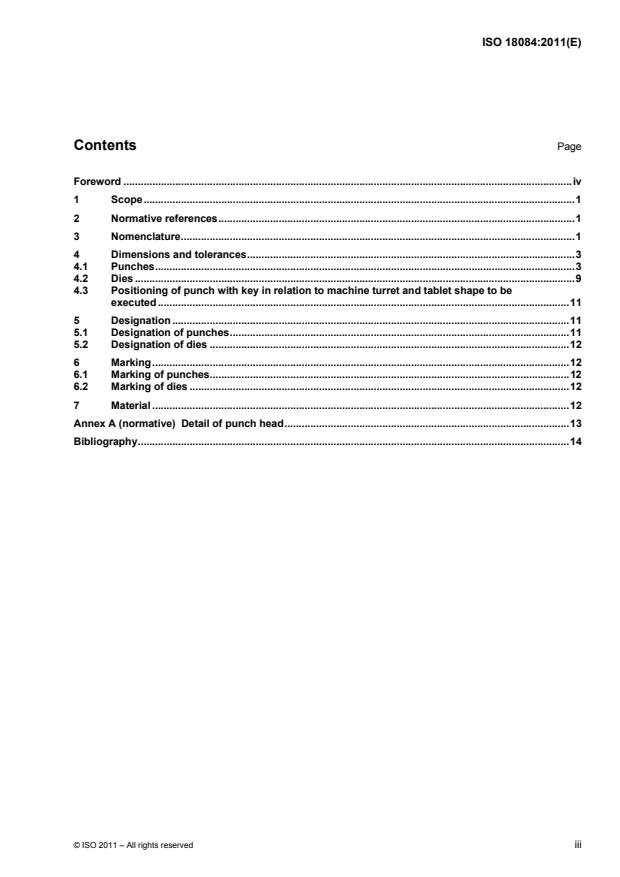ISO 18084:2011 - Press tools for tablets -- Punches and dies