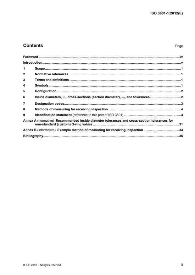 ISO 3601-1:2012 - Fluid power systems -- O-rings