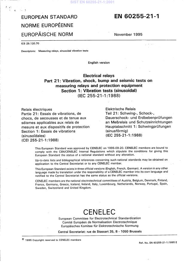 EN 60255-21-1:2001
