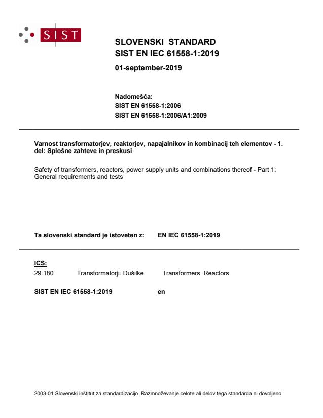 EN IEC 61558-1:2019