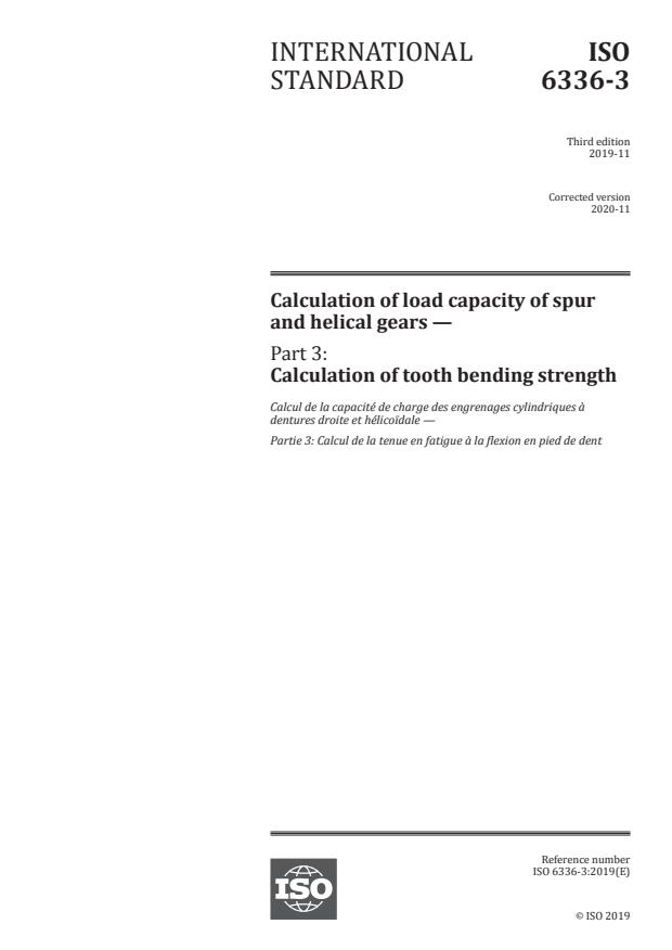 ISO 6336-3:2019 - Calculation of load capacity of spur and helical gears