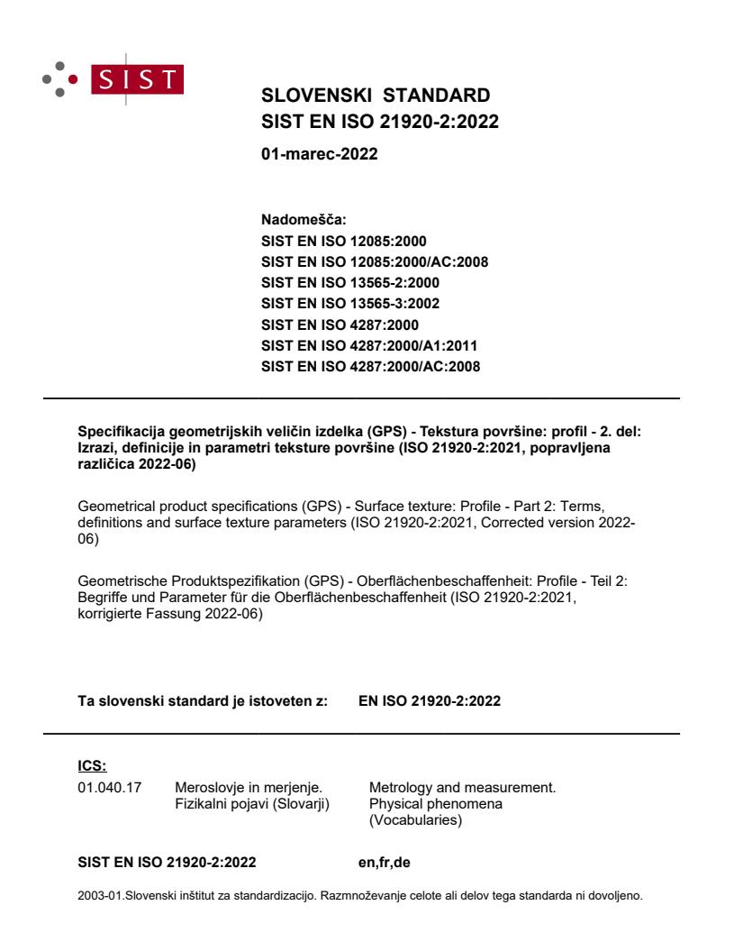 EN ISO 21920-2:2022