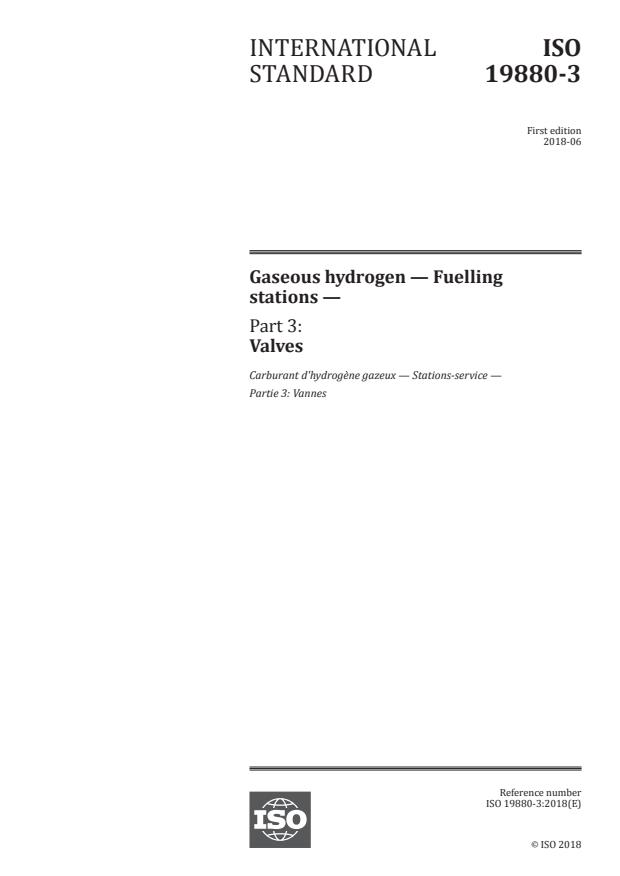 ISO 19880-3:2018 - Gaseous hydrogen -- Fuelling stations
