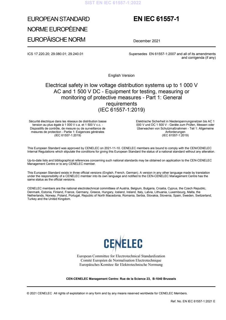 EN IEC 61557-1:2022