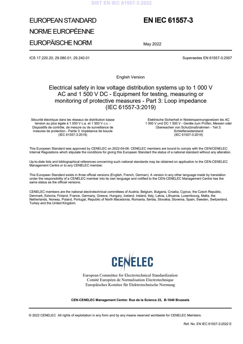EN IEC 61557-3:2022