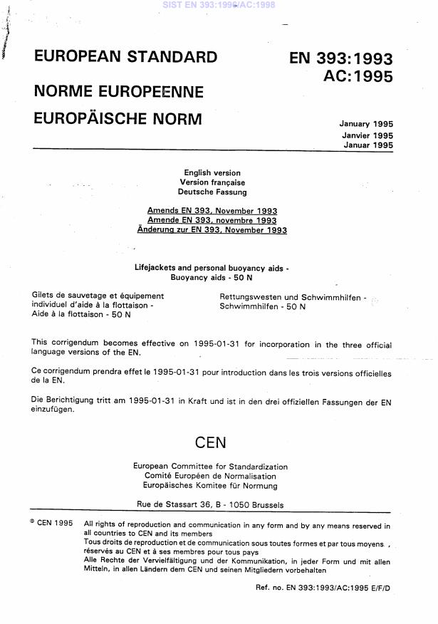 EN 393:1996/AC:1998