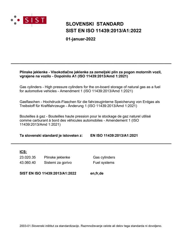 EN ISO 11439:2013/A1:2022