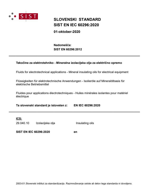 EN IEC 60296:2020 - BARVE