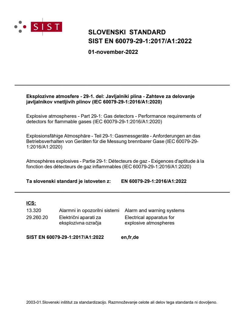 EN 60079-29-1:2017/A1:2022 - BARVE