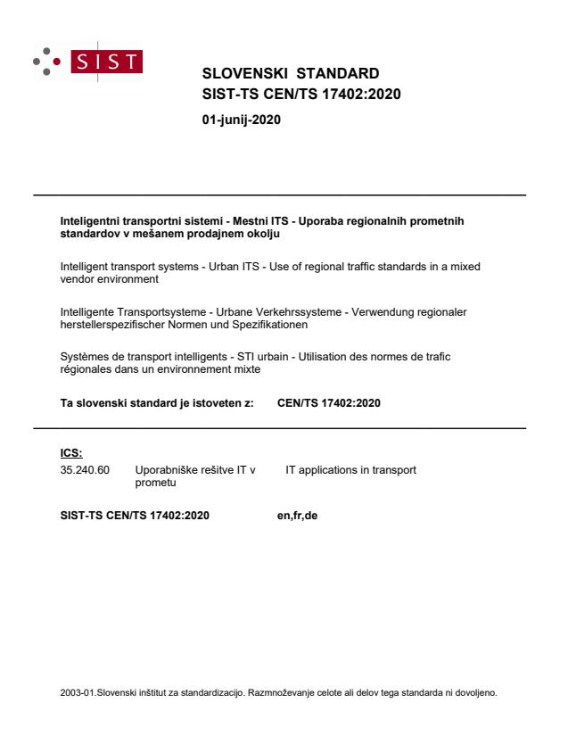 TS CEN/TS 17402:2020 - BARVE