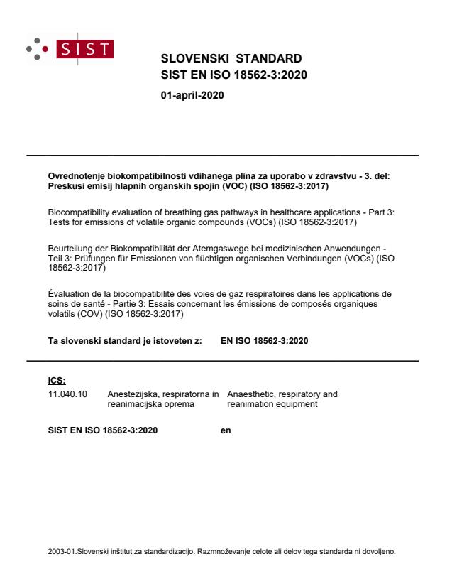 EN ISO 18562-3:2020 - BARVE