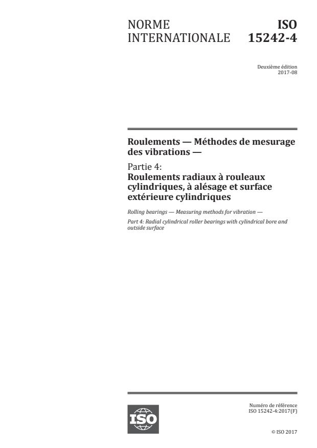 ISO 15242-4:2017 - Roulements -- Méthodes de mesurage des vibrations