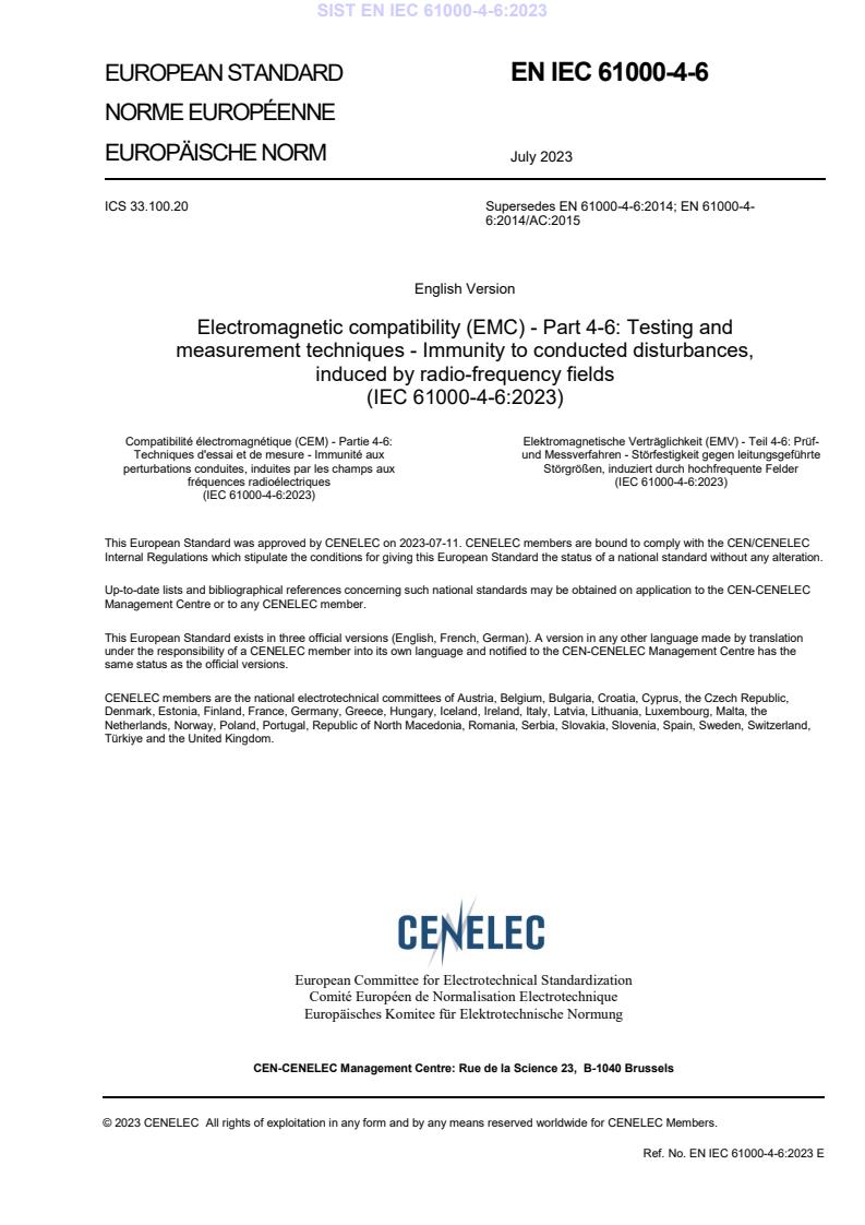 EN IEC 61000-4-6:2023 - BARVE