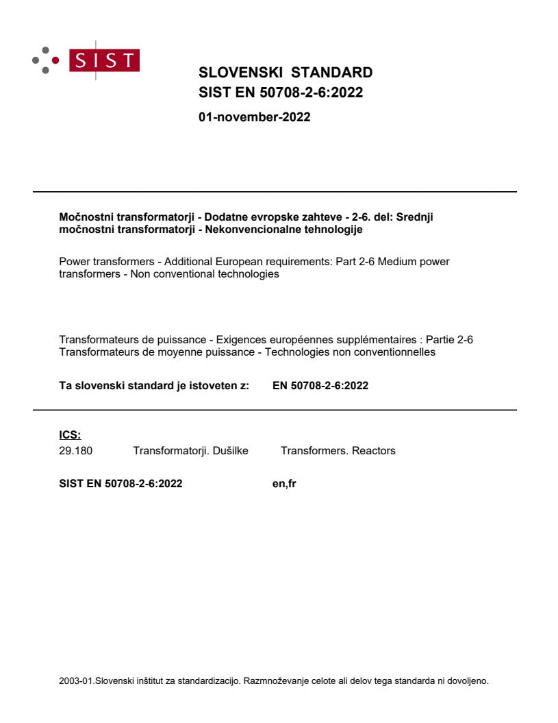 EN 50708-2-6:2022