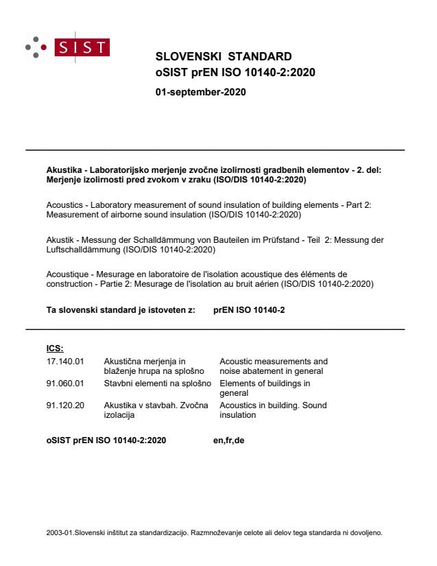 prEN ISO 10140-2:2020
