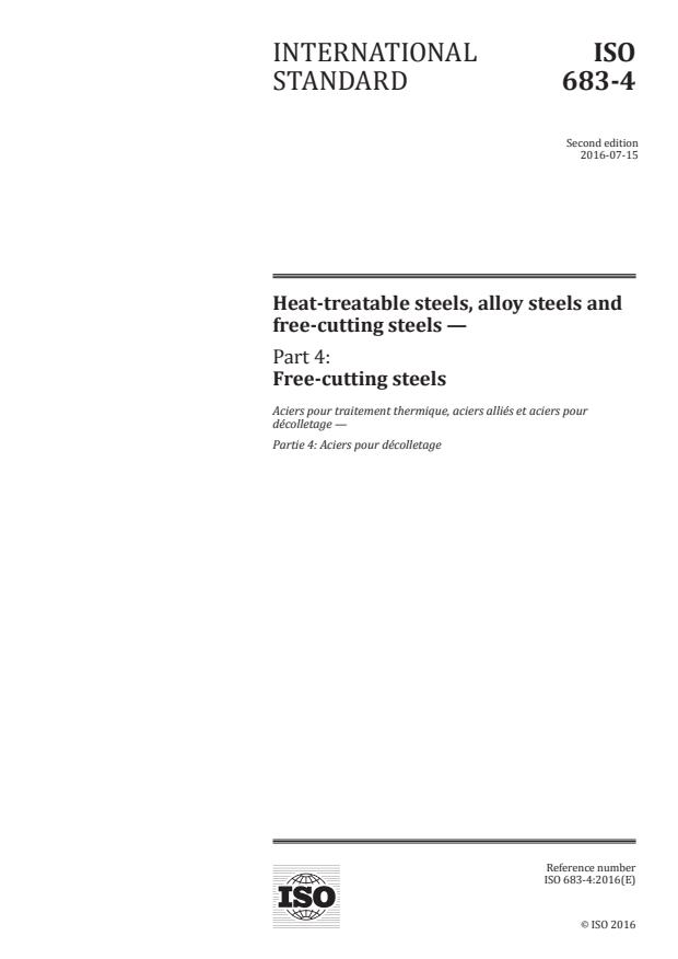 ISO 683-4:2016 - Heat-treatable steels, alloy steels and free-cutting steels