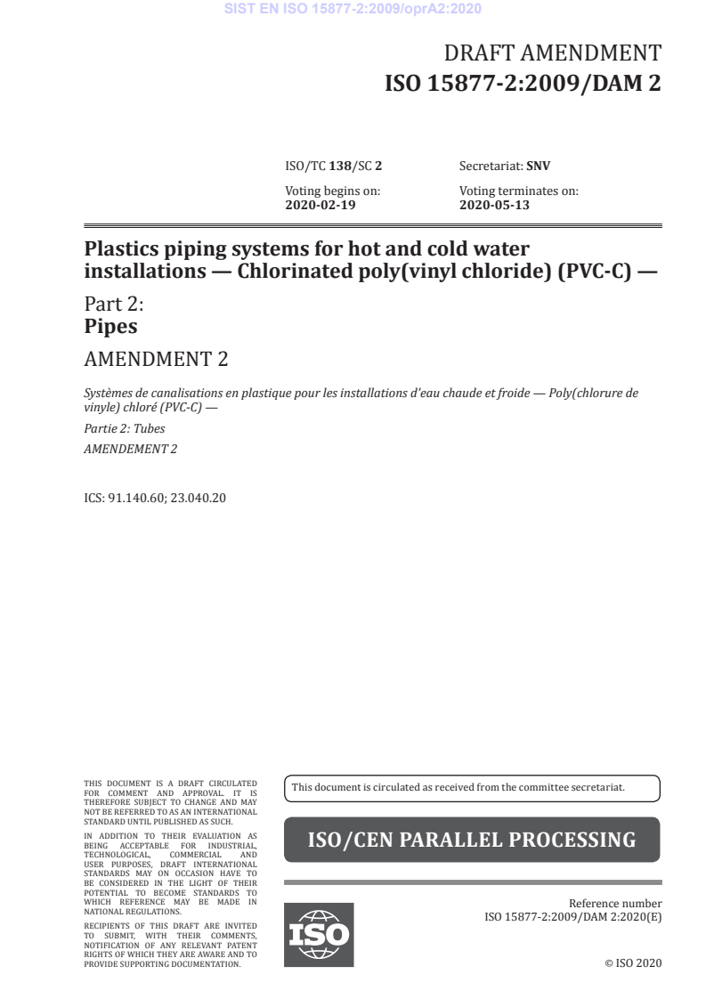 EN ISO 15877-2:2009/oprA2:2020