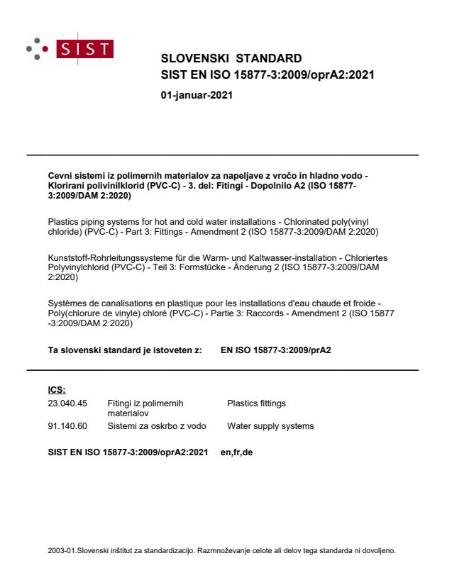 EN ISO 15877-3:2009/oprA2:2021