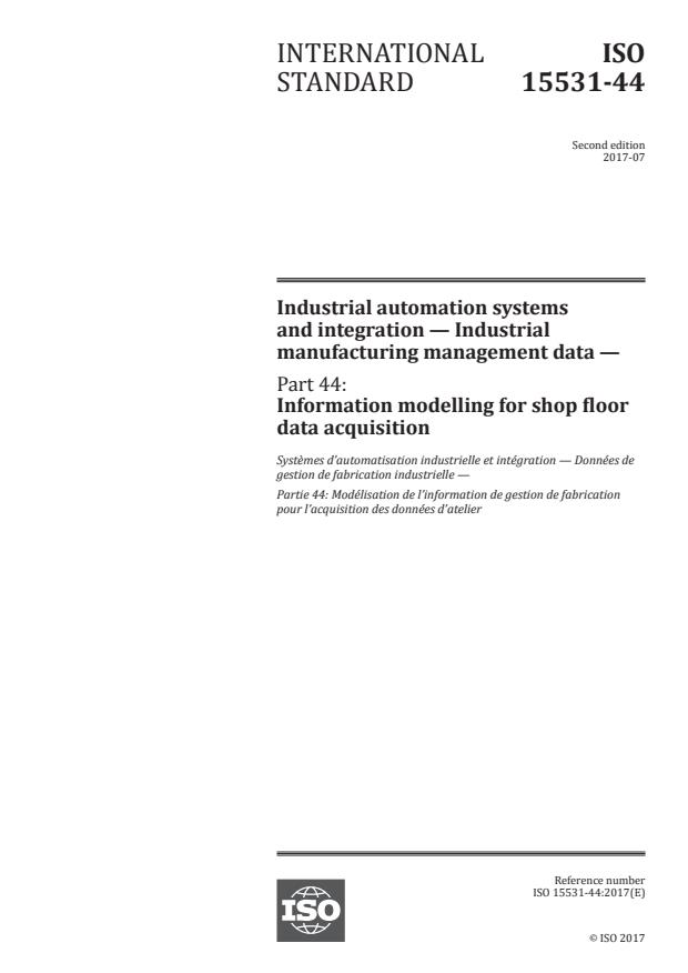 ISO 15531-44:2017 - Industrial automation systems and integration -- Industrial manufacturing management data