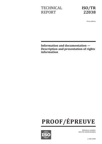 ISO/PRF TR 22038 - Information and documentation -- Description and presentation of rights information