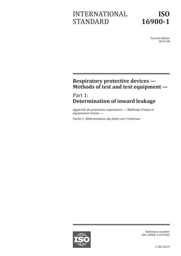 ISO 16900-1:2019 - Respiratory protective devices -- Methods of test and test equipment