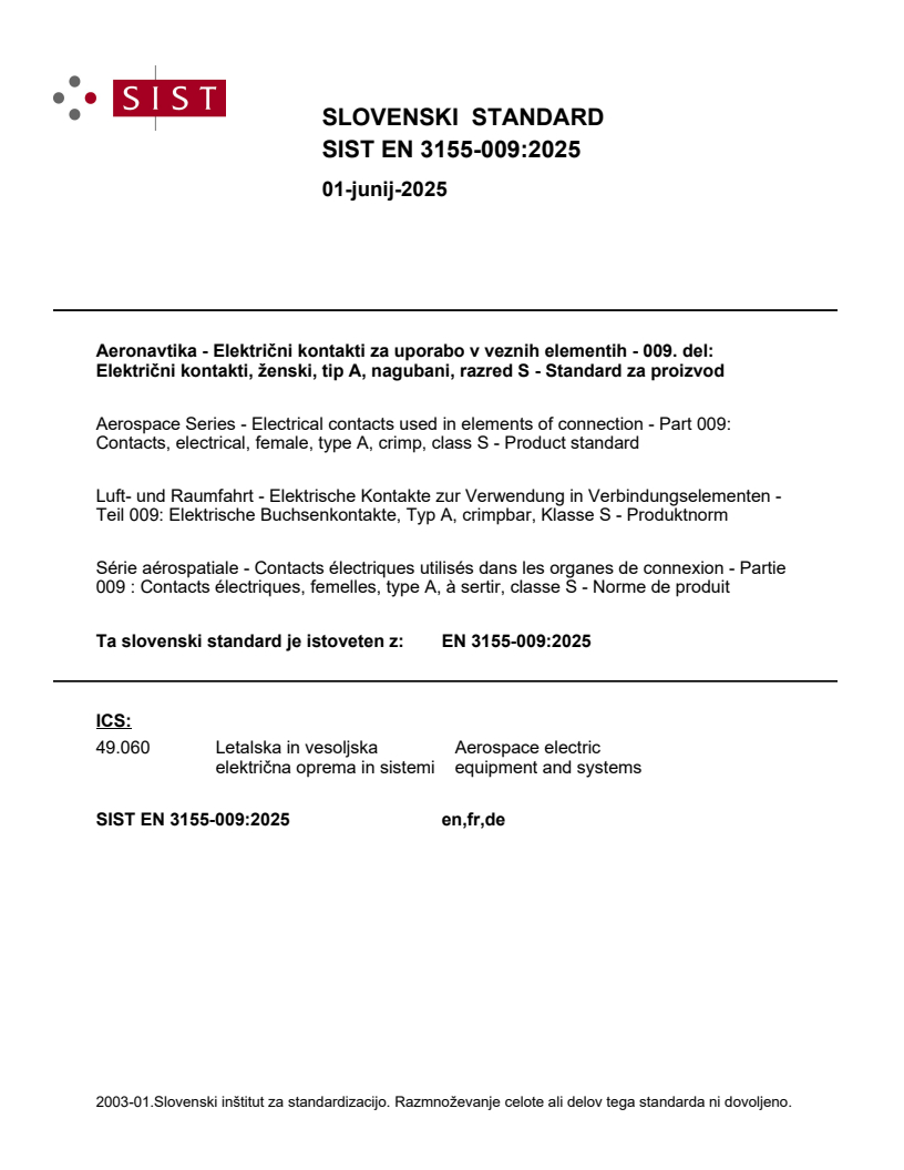 EN 3155-009:2025 - BARVE
