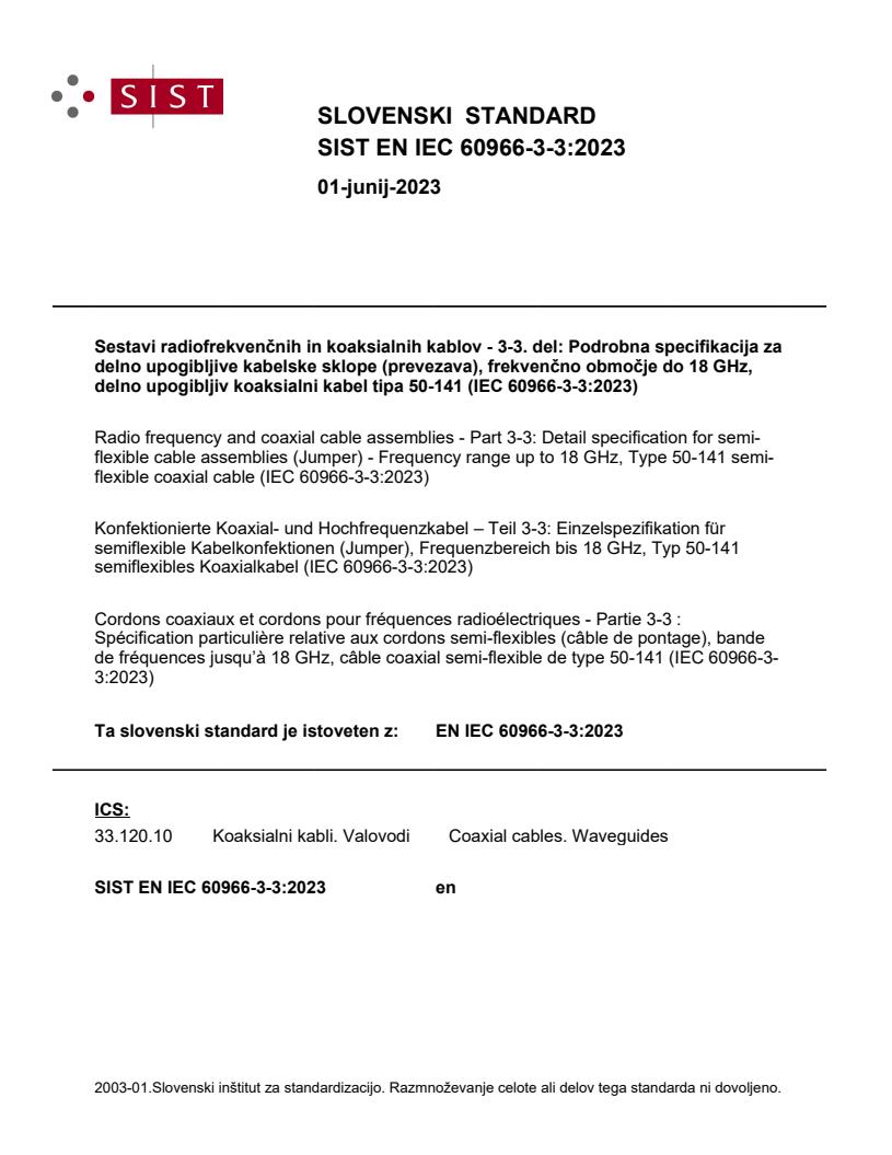 EN IEC 60966-3-3:2023 - BARVE